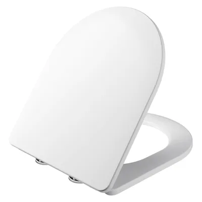 Produktbild von KUTAS Toilettendeckel D-Form WC Sitz mit Absenkautomatik Schnellverschluss Klobrille Weiss 175kg belastbar Toilettensitz