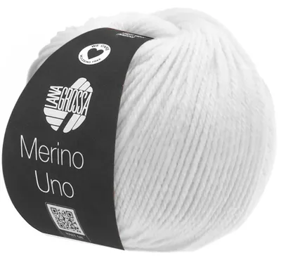 Produktbild von Lana Grossa MERINO UNO 50 g extrafeine Wolle mit Superwash-Ausrüstung 125 m Farbe 001 - Weiß, KI-generiertes Bild