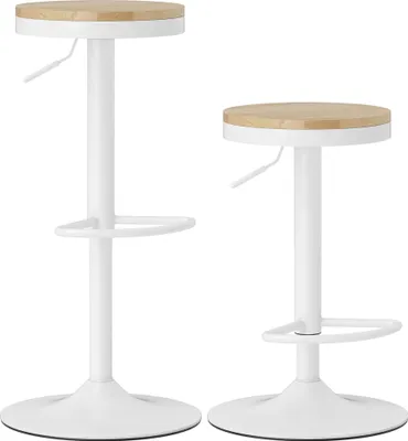 Produktbild von HOMCOM Barhocker 2er Set, Höhenverstellbar 360° Drehbar Barstuhl mit Fußstütze