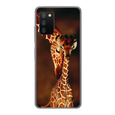 Produktbild von MuchoWow® Handyhülle Schutzhülle Hülle für Samsung Galaxy A03s Giraffe - Kalb - Porträt Silikon Softcase Handy Hülle - Schutz