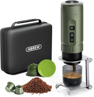Produktbild von Tragbare Espressomaschine mit Akku, USB-C Kaffeemaschine für Camping & Reisen, Für Kapseln und Gemahlenen Kaffee, 100ml