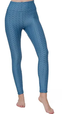 Zdjęcie produktu dla cofi1453® Damskie legginsy fitness do biegania z regulacją brzucha Spodnie do jogi dla kobiet Niebieskie L/XL 38-40