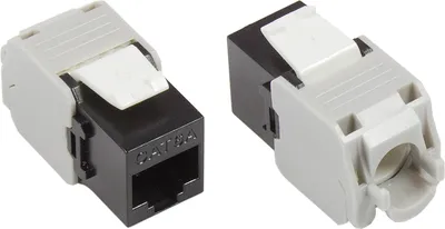 Produktbild von KeyStone RJ45 Jack, Cat. 6a, ungeschirmt, 500MHz, weiß/schwarz, Good Connections