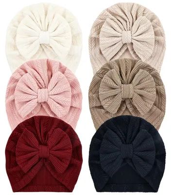 Immagine prodotto di Solidchoice - 6 berretti a turbante morbidi per bambine, con fiocco