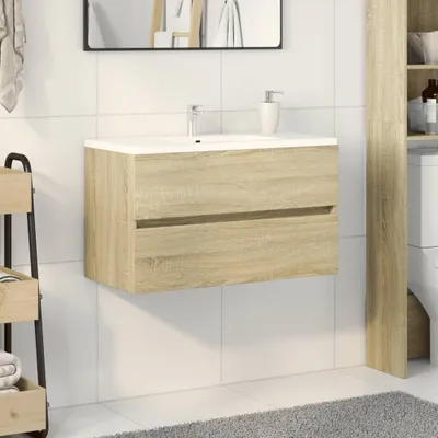 Produktbild von "2026 Promotion" Waschbeckenunterschrank Sonoma-Eiche 80x38,5x45cm Holzwerkstoff - Badezimmer CC30762