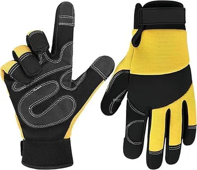 Zdjęcie produktu dla Rękawice ogrodnicze mechaniczne - wytrzymałe, umożliwiające obsługę ekranów dotykowych, żółte, rozmiar XL