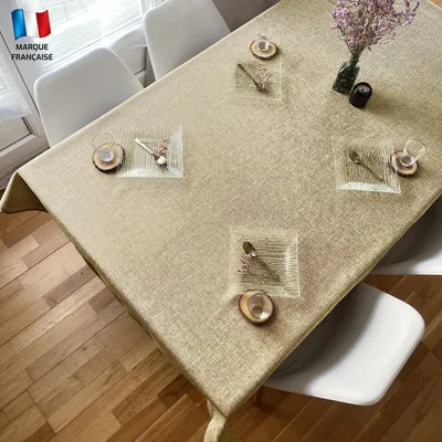 Tafelkleed Linnenlook 140x300 cm Beige Rechteckig waschbar