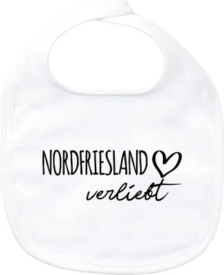 Produktbild von Huuraa Baby Lätzchen Nordfriesland verliebt White Klettverschluss  Baumwolle Latz Geschenkidee