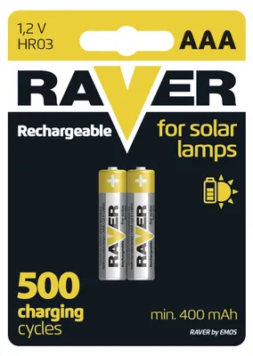 Obrázok produktu pre Nabíjateľná batéria RAVER 400 mAh, typ HR03 (AAA)