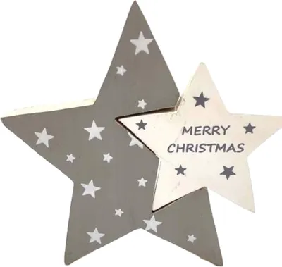 Imagen del producto de Figura de madera con forma de estrella de Navidad, 17,5 x 2,5 x 16,5 cm