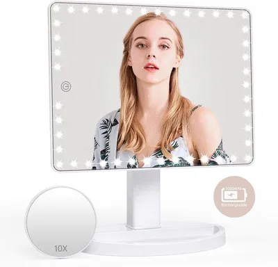Obrázok produktu pre Stmievateľné kozmetické zrkadlo, otočné o 360°, biele