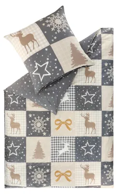 Produktbild von ESPRIT Flanell Bettwäsche PATCHWORK Grau 155 x 220 cm