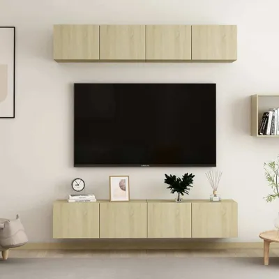 Obrázok produktu pre The Living Store TV skrinky 4 ks Sonoma dub 80x30x30 cm materiál na báze dreva
