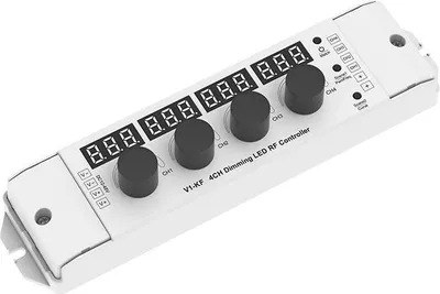Produktbild von V1-KF 4-Kanal LED-Dimmer – 12–48 V DC, je 4 A, manuelle Drehregler für Einzelkanalsteuerung