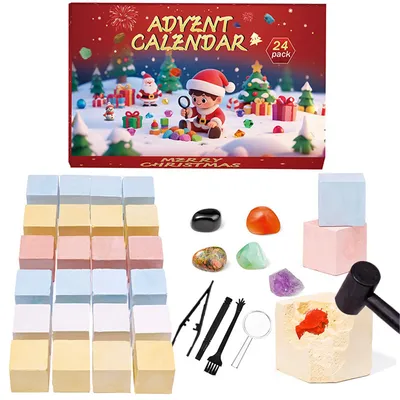 Adventskalender 2026 mit 24 Chakra-Kristallen zum Ausgraben