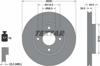 Produktbild von 2x TEXTAR Bremsscheibe 92269203 für NISSAN TIIDA Schrägheck CUBE (Z12) 44mm