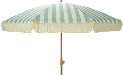 Obrázok produktu pre Slnečník zelený/biely s lemami - Ø200 cm