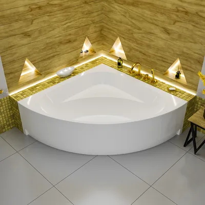 Produktbild von ECOLAM Badewanne Eckbadewanne DINA 140x140 cm + Schürze Eckwanne Acrylwanne symmetrisch echtes Acryl weiß + Ablaufgarnitur Viega Füße Silikon GRATIS