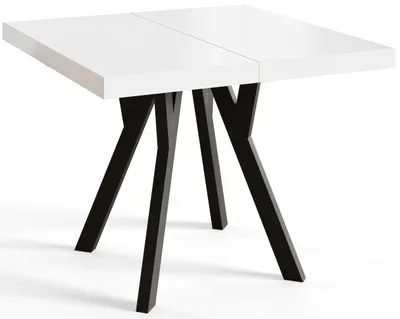 Produktbild von Quadratisch Esstisch Ausziehbar Rico, Moderner Wohnzimmertisch 100-200 cm, Solide Konstruktion und Holzbeine, Weiß