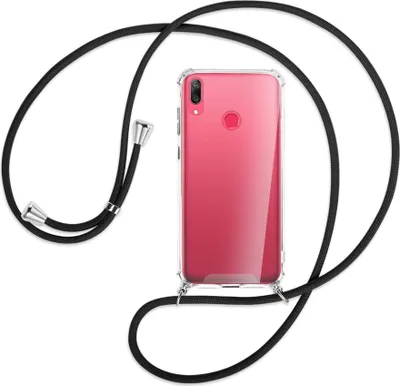 Produktbild von Handykette Backcover-Schutzhülle mit Band (Metall silberfarben) für Huawei Y7 2019, Y7 Prime 2019 - schwarz