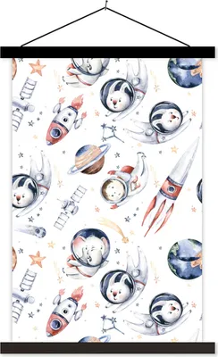 Produktbild von MuchoWow® Textilposter Muster - Planeten - Kinder - Mädchen - Kinder - Kinder - Mädchen 120x180 cm mit schwarzem Rahmen - Fotos