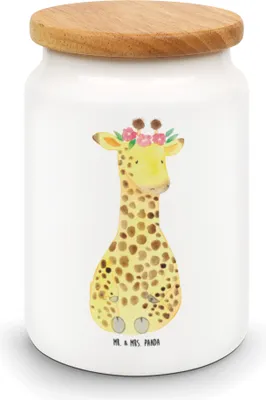 Produktbild von Mr. & Mrs. Panda Teedose Giraffe Blumenkranz - Weiß - Geschenk, Aufbewahrungsdose, Selbstliebe, Dose, behälter, Keksdose, Vorratsbehälter, Afrika, Freundin, Abenteurer