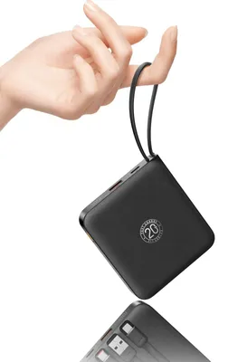 Produktbild von VRURC Power Bank Powerbank 10.000 mAh mit USB-C-Kabel, Schnellladung 22,5 W