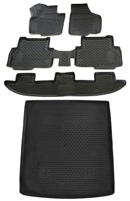 Gummi Kofferraumwanne + Fußmatten Set für Seat Alhambra 2 7N, Bj. 2017-, schwarz