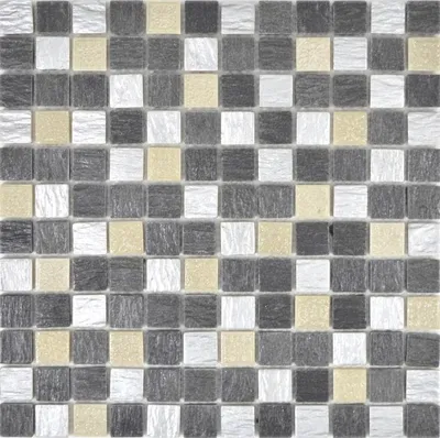Produktbild von Mosani MOS83-0226, Mosaik, Glas, Schwarz, Grau, Drinnen, Rechteck, 300 mm