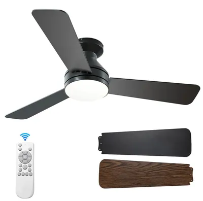 Obrázok produktu pre Stropný ventilátor, ovládanie diaľkovým ovládačom, šesť rýchlostných stupňov, čierny, 42 palcov