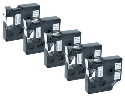 Produktbild von vhbw 5x Schriftband-Kassette Ersatz für Dymo 18444 für Etiketten-Drucker 5,5m x 12mm Schwarz auf Weiß, Vinyl