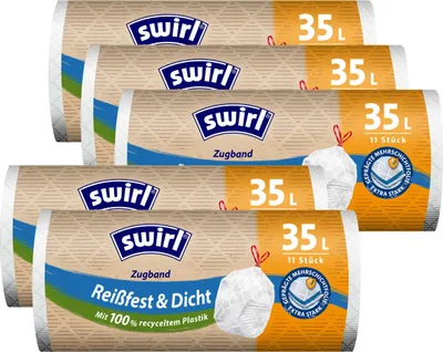 Produktbild von 5x Swirl Zugband Müllbeutel 35L ( 11 stk./ Rolle )