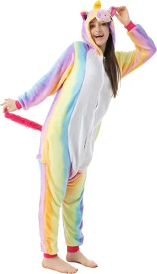 Produktbild von Katara 1744 -  Einhorn Regenbogen XL (175-185cm), Jumpsuit, Onesie, Karneval, Overall, Party, Karnevals-Kostüm, Verkleidung zum Fasching, Schlafanzug, Hausanzug, Jogginganzug, Cosplay, Tierkostüm für Erwachsene