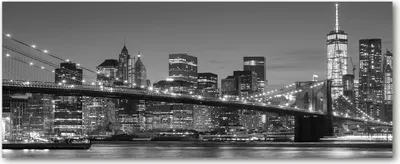 Produktbild von Tulup® Glas-Bild Wandbild aus Glas - 125x50 - Wandkunst - Wandbild hinter gehärtetem Sicherheitsglas - Dekorative Wand für Küche & Wohnzimmer  - Landschaften - Manhattan bei Nacht - Schwarzweiß