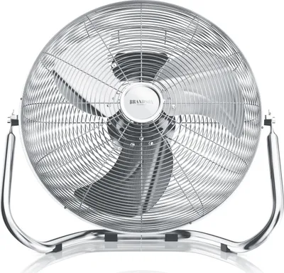 Produktbild von Brandson veterný stroj, podlahový ventilátor 200W, podstavný ventilátor, ventilátor, vysoký prietok vzduchu, naklápací, priemer 53,5 cm, rukoväť na prenášanie, testované GS, retro, chróm