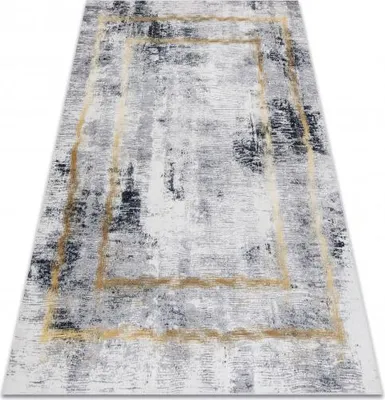 Obrázok produktu pre ANDRE 1065 umývací koberec vzor rámu, vintage protišmykový - sivá / zlato šedá 160x220 cm