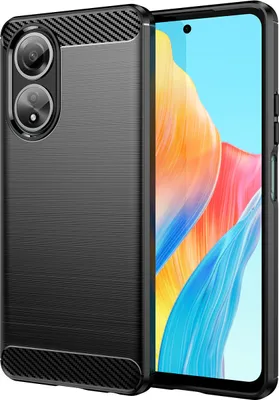 Produktbild von Hülle für Oppo A58 4G Carbon-Faser Weich TPU Silikon Stoßfest Handyhülle Schwarz