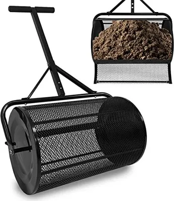 Produktbild von TRMLBE Rozmetadlo kompostu 40x65x110cm Rozmetadlá plniteľné 65L Oceľové rozmetadlo trávnikových hnojív Rozmetadlo kompostu s hubkou Rukoväť Viacúčelové rozmetadlo semien, na kompost, hnojivo, semená