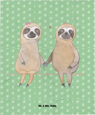 Produktbild von Mr. & Mrs. Panda Erstlingsdecke Faultier Pärchen - Tropengrün - Geschenk, Schlummerdecke, Liebe, Beziehung, Verliebt, Kinderdecke, Plaid, Fleecedecke, Babydecke