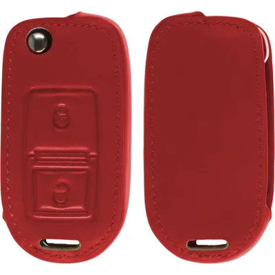 Produktbild von PhoneNatic Echtleder Classic Schlüssel Hülle kompatibel mit der  VW 2-Tasten Fernbedienung in rot Klappschlüssel 2-Key
