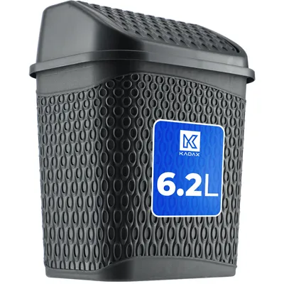 Zdjęcie produktu dla KADAX Kosz Na Śmieci Łazienkowy Szary 6,2L Uchylny Pojemnik Do Łazienki