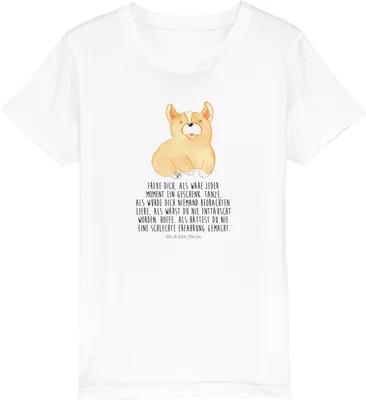 Produktbild von Mr. & Mrs. Panda Kleinkinder T-Shirt Corgie 7-8 Jahre (122/128) - Weiß - Geschenk, Spruch, Sprüche, Lebensfreude, Hund, Lebensfroh, Optimistisch, Teenager, Kleinkind
