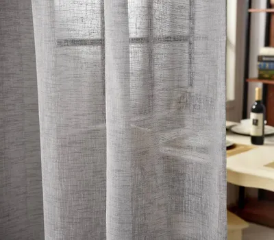 Produktbild von 2er Set transparente Vorhänge mit Schlaufen Leinenoptik | Dunkelgrau | 140x225cm