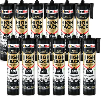 Produktbild von Isolbau Montagekleber High Tack - 12 x 470 g Extrem starker Hybrid MS Polymer Baukleber für Innen- & Außenbereich - 400 kg / 10 cm² - Weiß