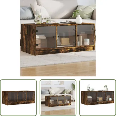 Produktbild von The Living Store Couchtisch mit Glastüren Räuchereiche 102x50x42 cm