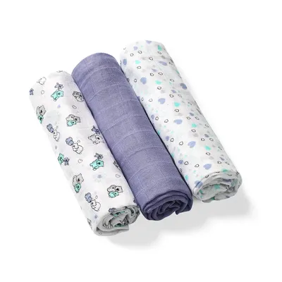 Zdjęcie produktu dla Pieluszki z organicznych włókien bambusowych Blue 3 szt. / Babyono