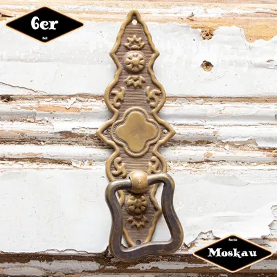 Produktbild von Schubladengriff,Serie "Moskau",6er Pack | Eisen in Messing pat. | H10,5xB4,4cm