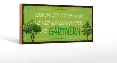 Produktbild von Holzschild Spruch 27x10cm Glück nimm dir Zeit für Gärtnern