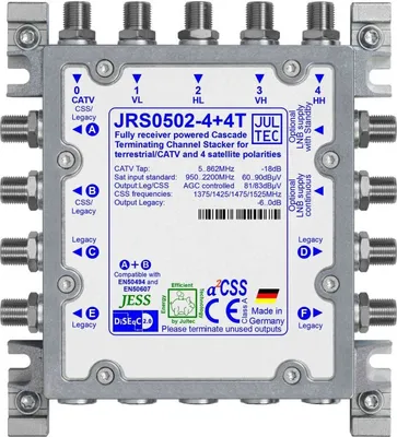 Produktbild von Jultec JRS0502-4+4T Unicable Multischalter mit 4x Legacy