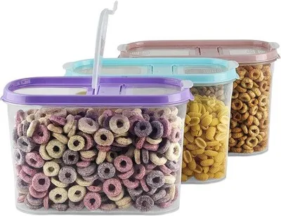 Obrázok produktu pre Sada 3 dóz na uskladnenie müsli s objemom 1,4 litra Dózy na uskladnenie potravín s müsli Farebný box na müsli